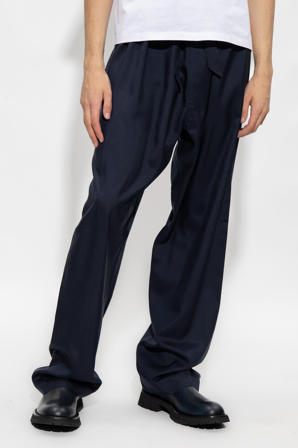 Navy blue Wide-legged silk trousers Maison Margiela - Vitkac Canada